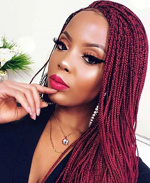 dark red knotless braids