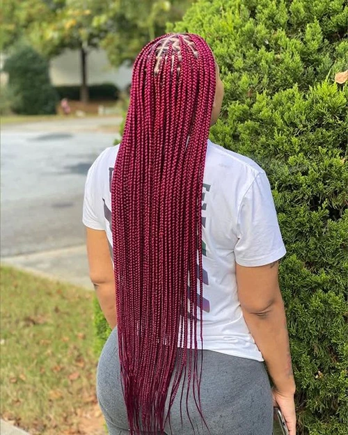 long red knotless braids