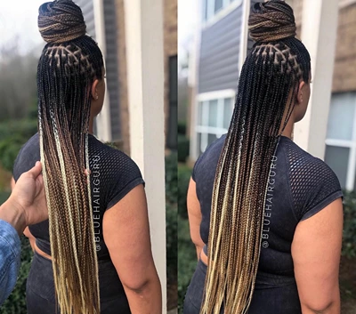 mixed blonde knotless braids