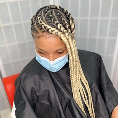 Blonde Lemonade Braids with Black Roots