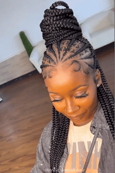 Half-Up Half-Down Lemonade Tribal Braids