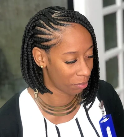 Lemonade Box Braids Asymmetrical Bob