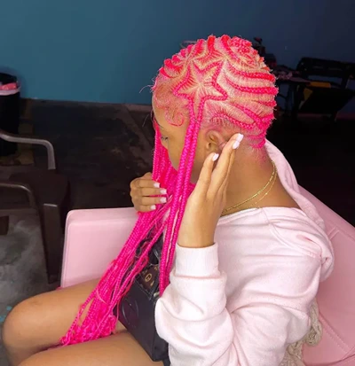 Pink lemonade tribal braids with star 