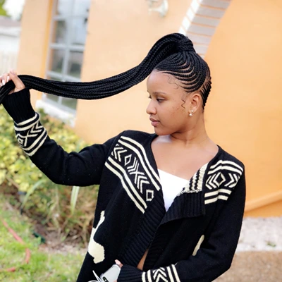 Thin Lemonade Braids in an Updo